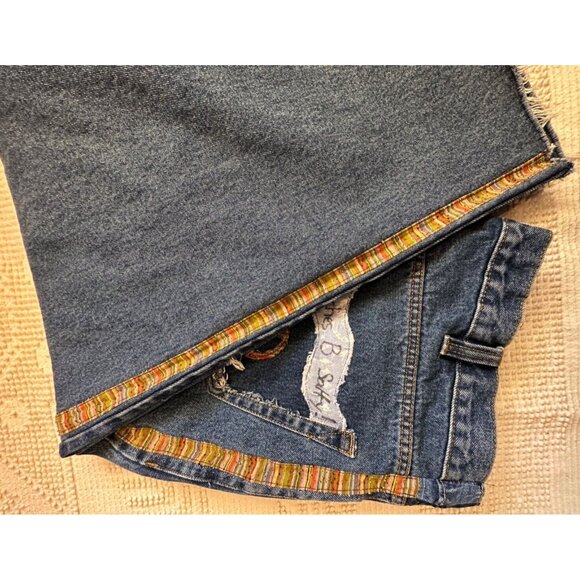 The Scrappy Camper Women Jeans Sz XXL Upcycled Patchwork Boho Festival Peace Out - Picture 11 of 16